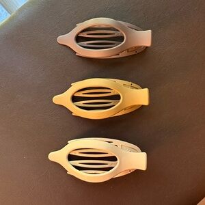 Set of Three French Flat Hair Clips in Neutral Tones